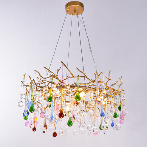 Avis Colorful Crystal Rain Branch Chandelier