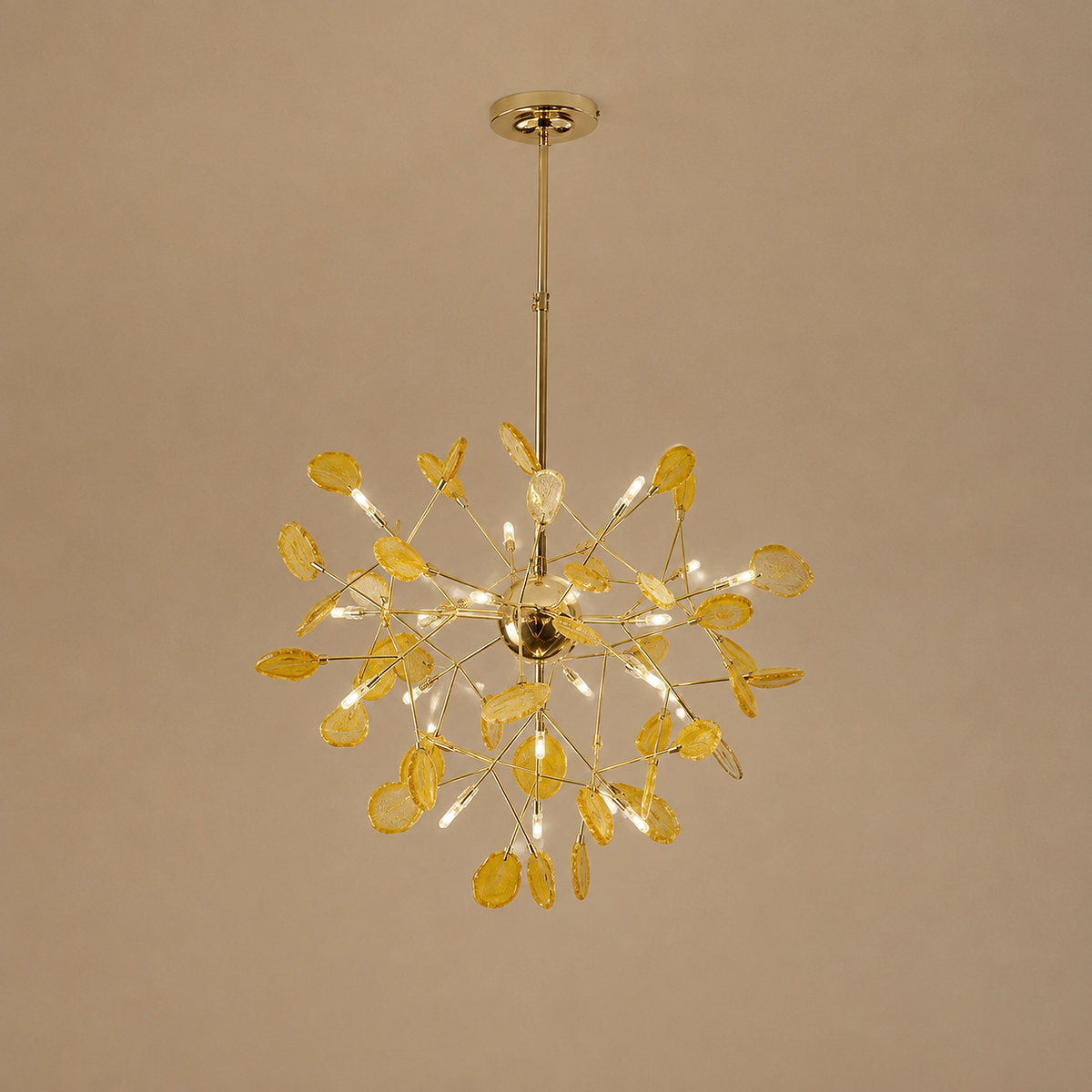 Rose Gold Chandelier with Natural Stone Slices