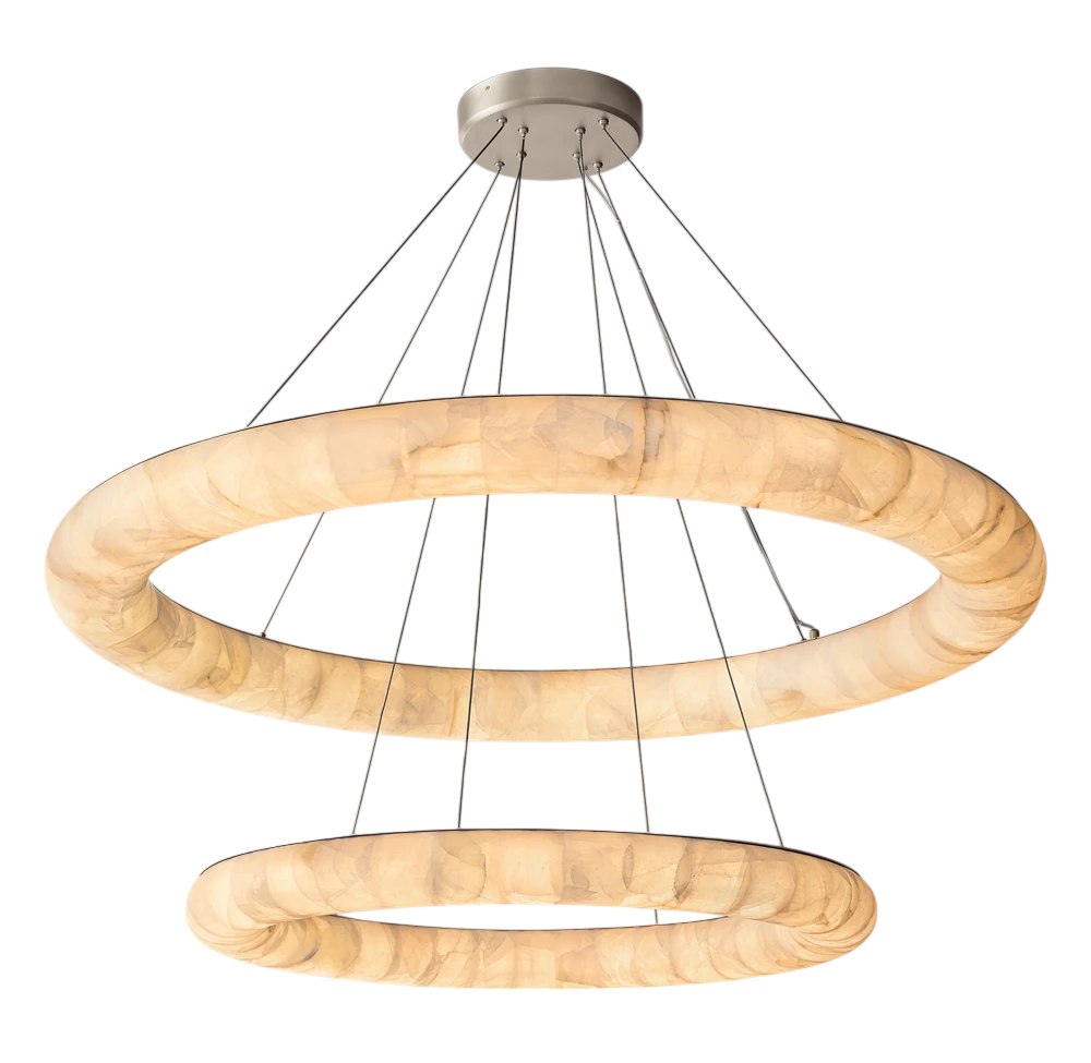 Rivaga Lisse Alabaster Two-Tiered Round Chandelier 61"