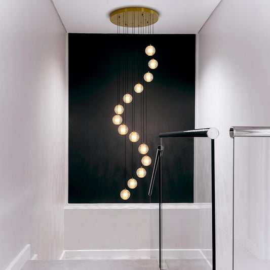 Modern style spiral staircase crystal ball chandelier
