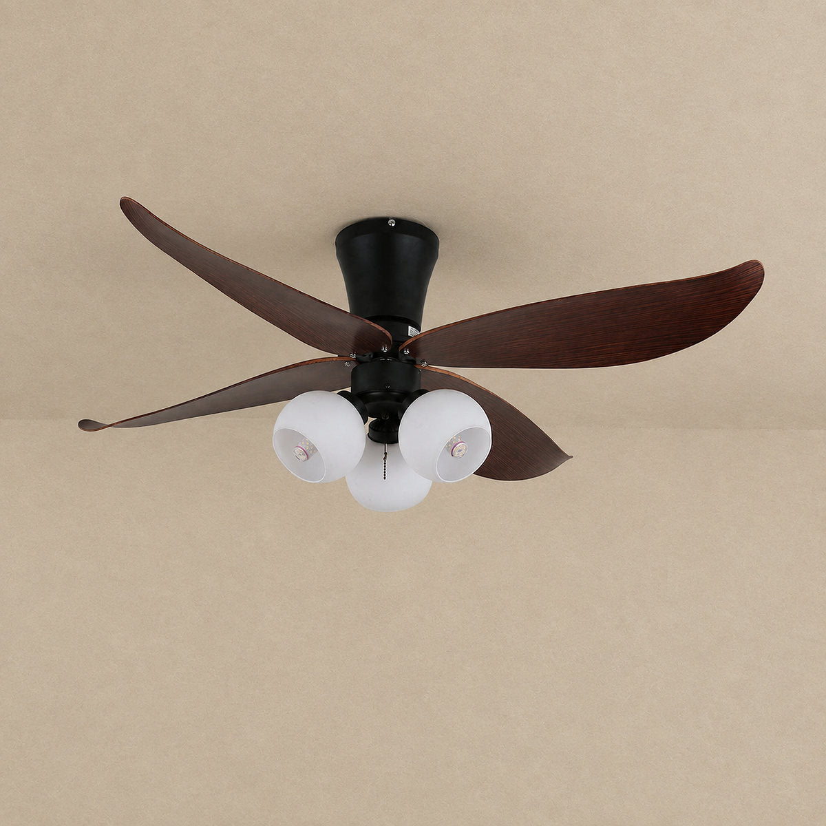 Arbora Bloom Ceiling Fan Light, 36-Inch x H 11.8-Inch, Walnut Wood & White for Living Room