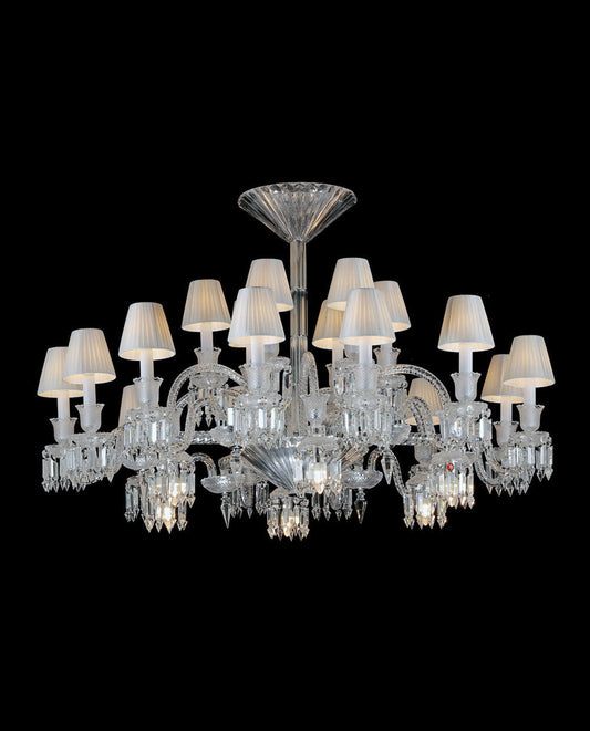 24 Lights Crystal Chandelier with Lampshades