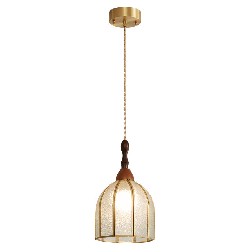 Artisan Glass and Wood Pendant Lamp for Dining Room & Living Room