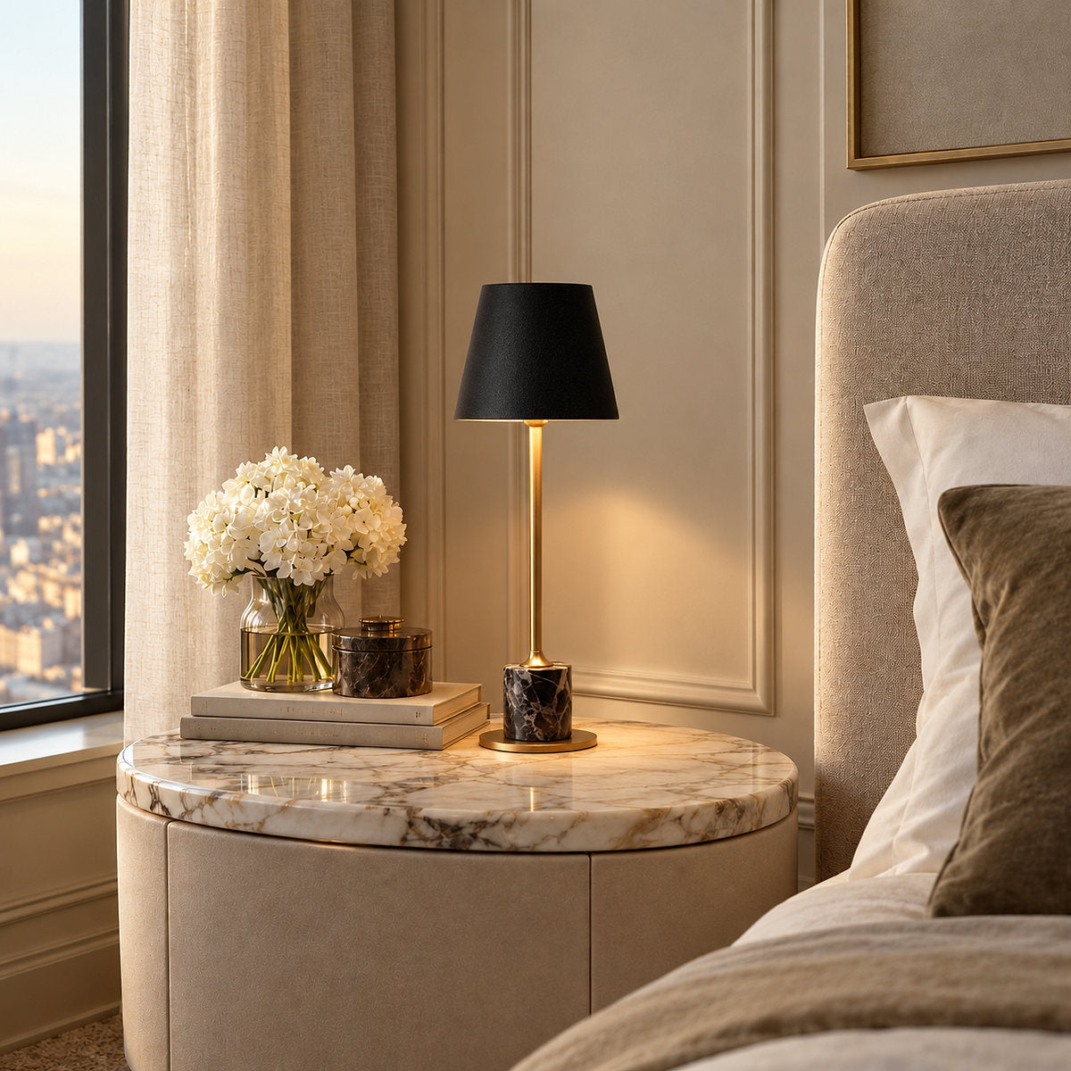 Cordless Marble-Base Rechargeable Table Lamp