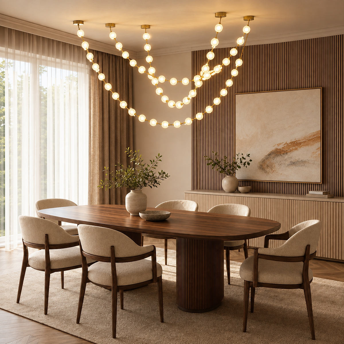 Draped Acrylic Sphere Link Chandelier