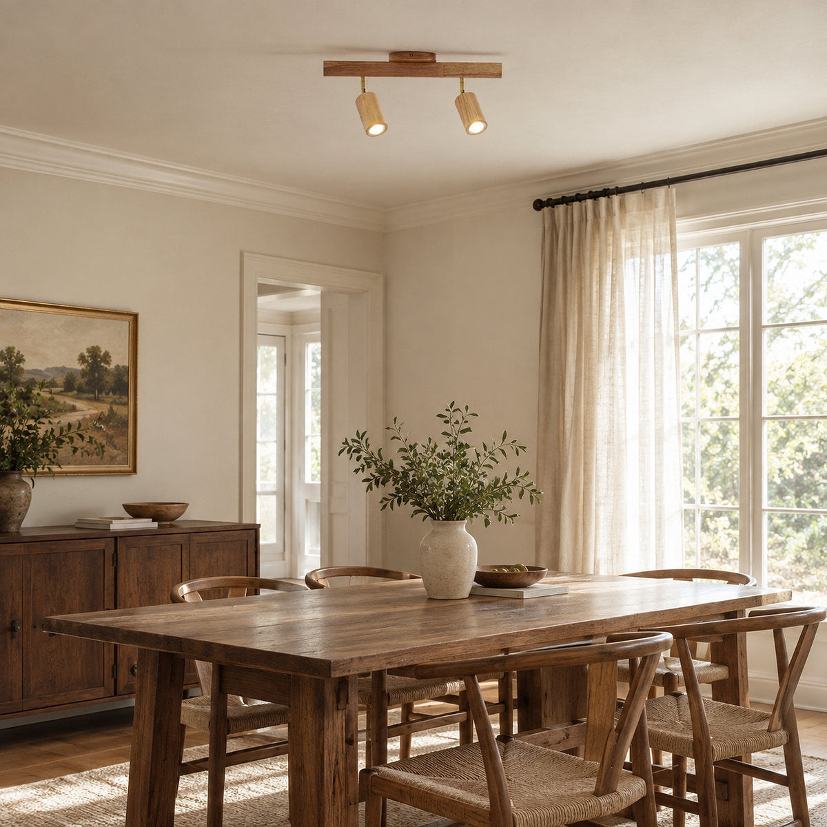 Natural Wood Beam Light Spotlight, L 5.1~47.2-Inch x H 8.7-Inch, Wood, Warm Light for Living Room & Bedroom