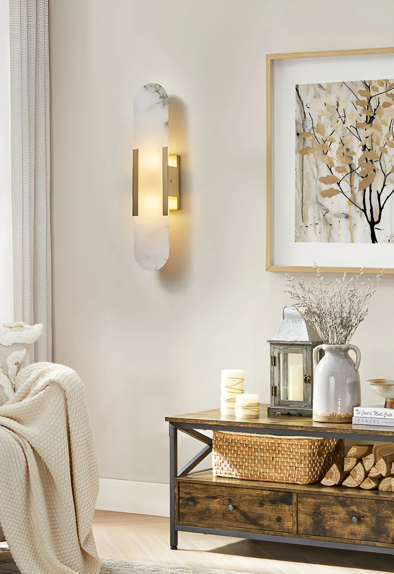 Modern Belange Elongated Alabaster Wall Lamp
