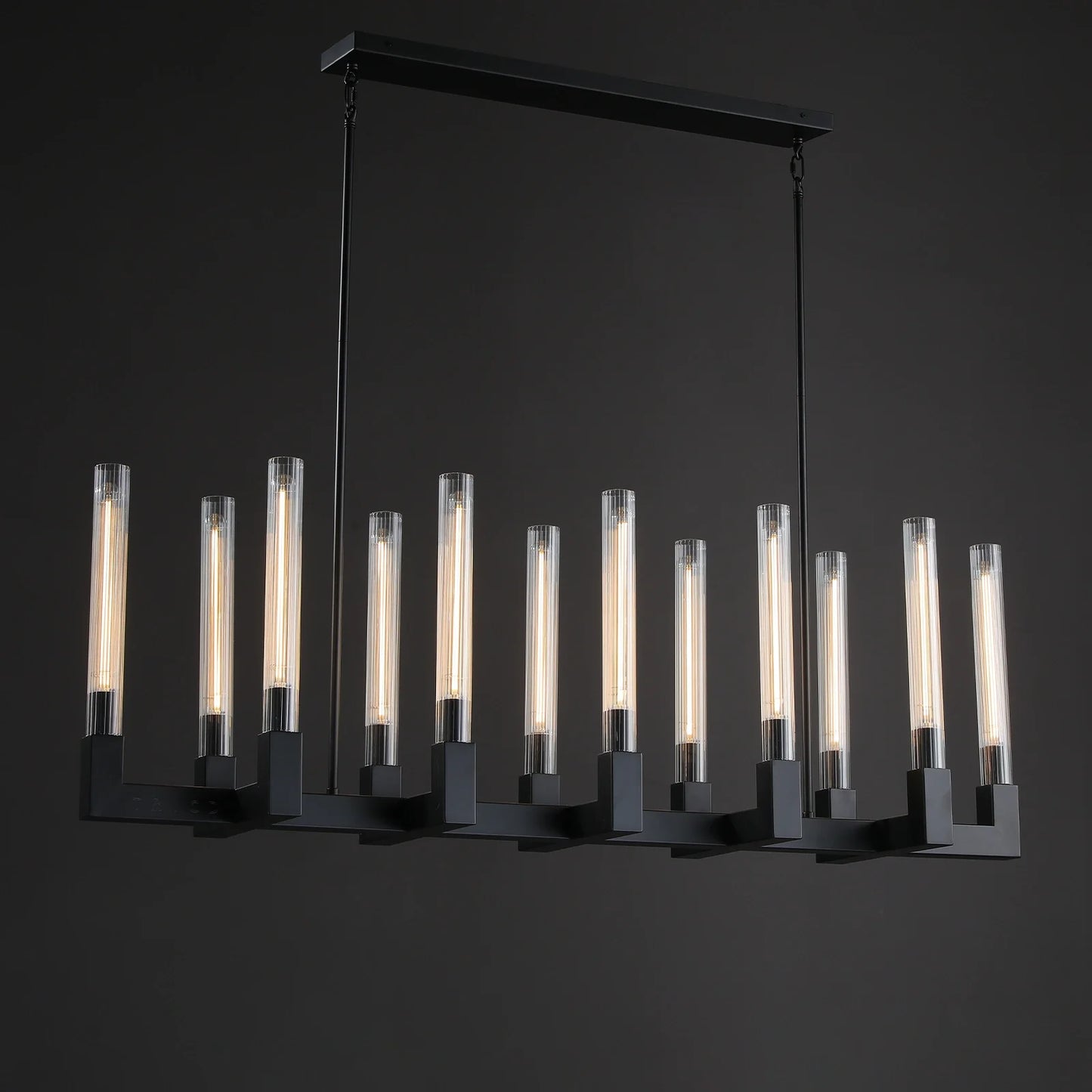 Cannel Glass Linear Chandelier 55"67"