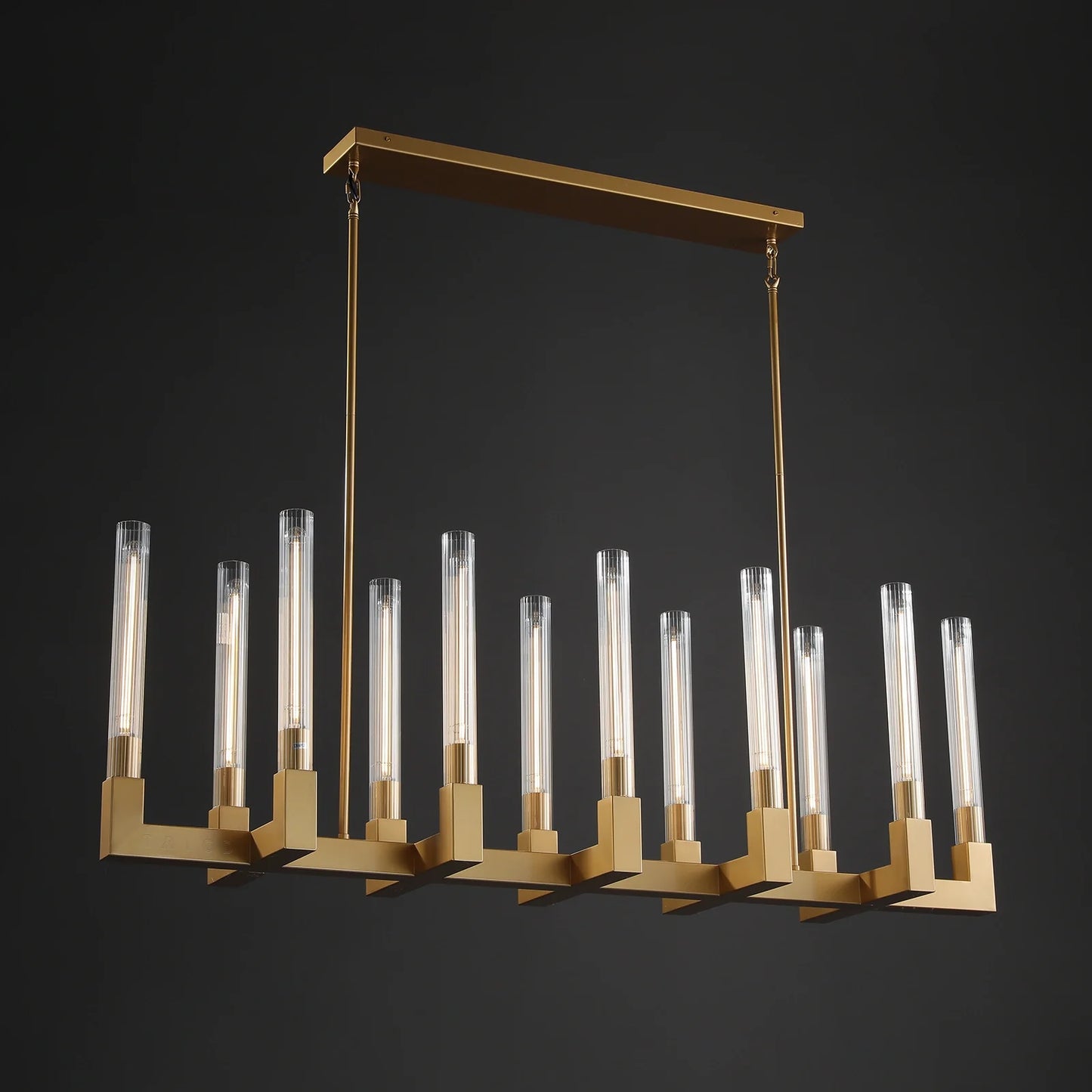 Cannel Glass Linear Chandelier 55"67"