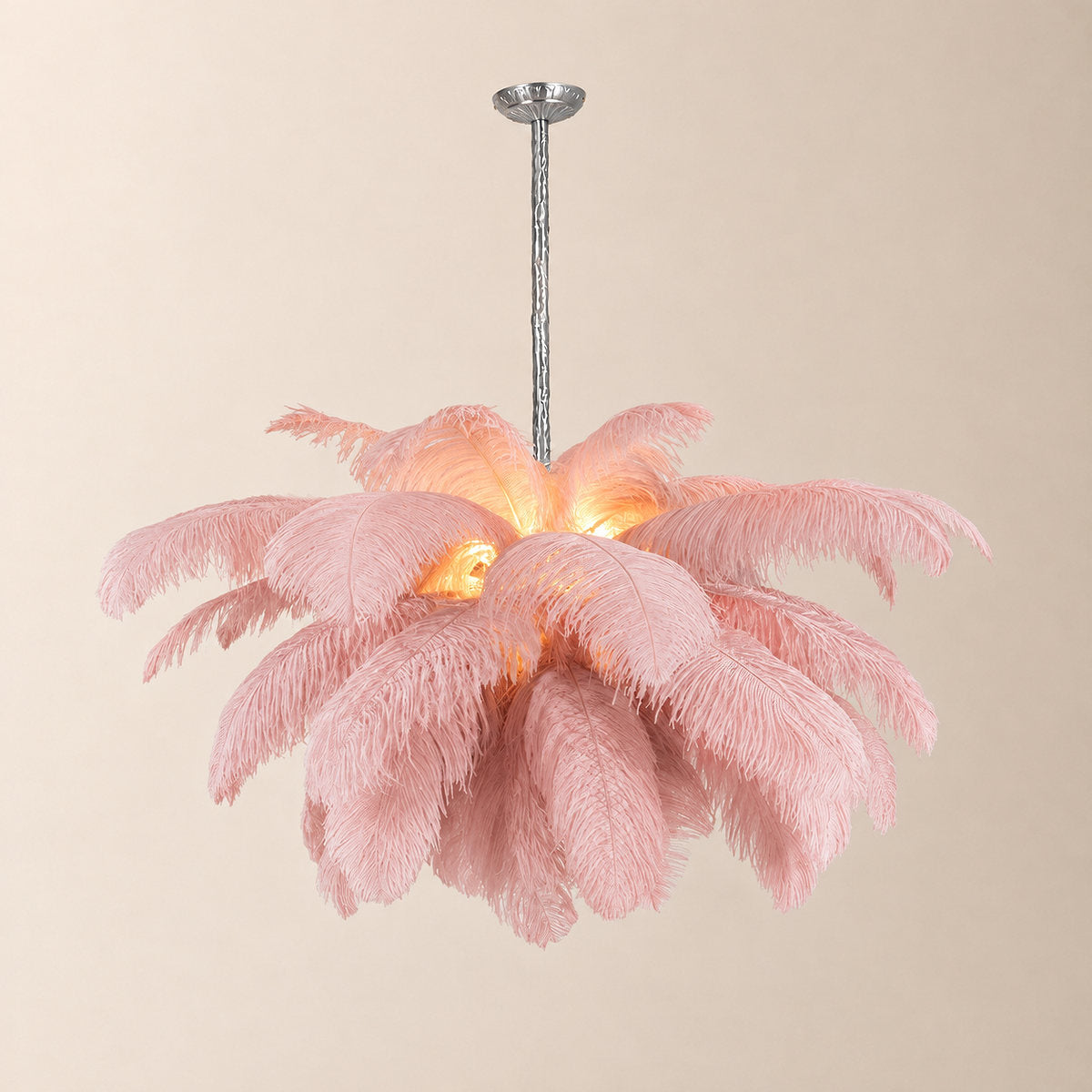 Tricolordeer Layered Plume Brass Chandelier
