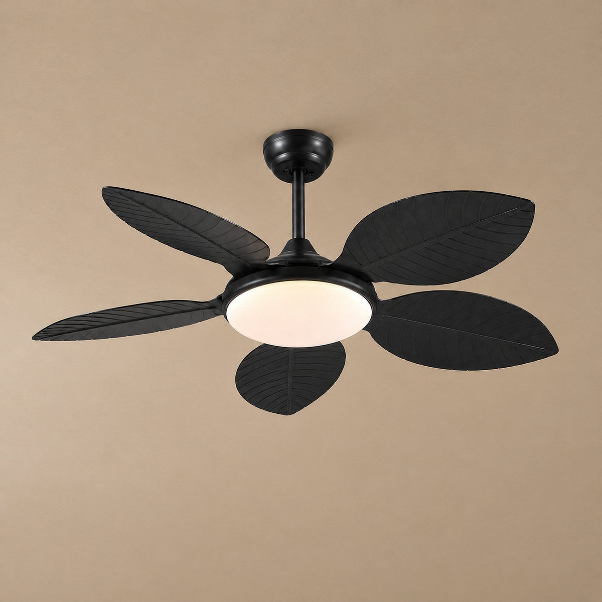 Tricolordeer Carved Palm-Leaf Dome Light Ceiling Fan
