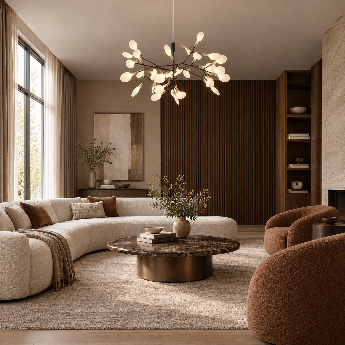 Firefly-Glow Black LED Branch Chandelier