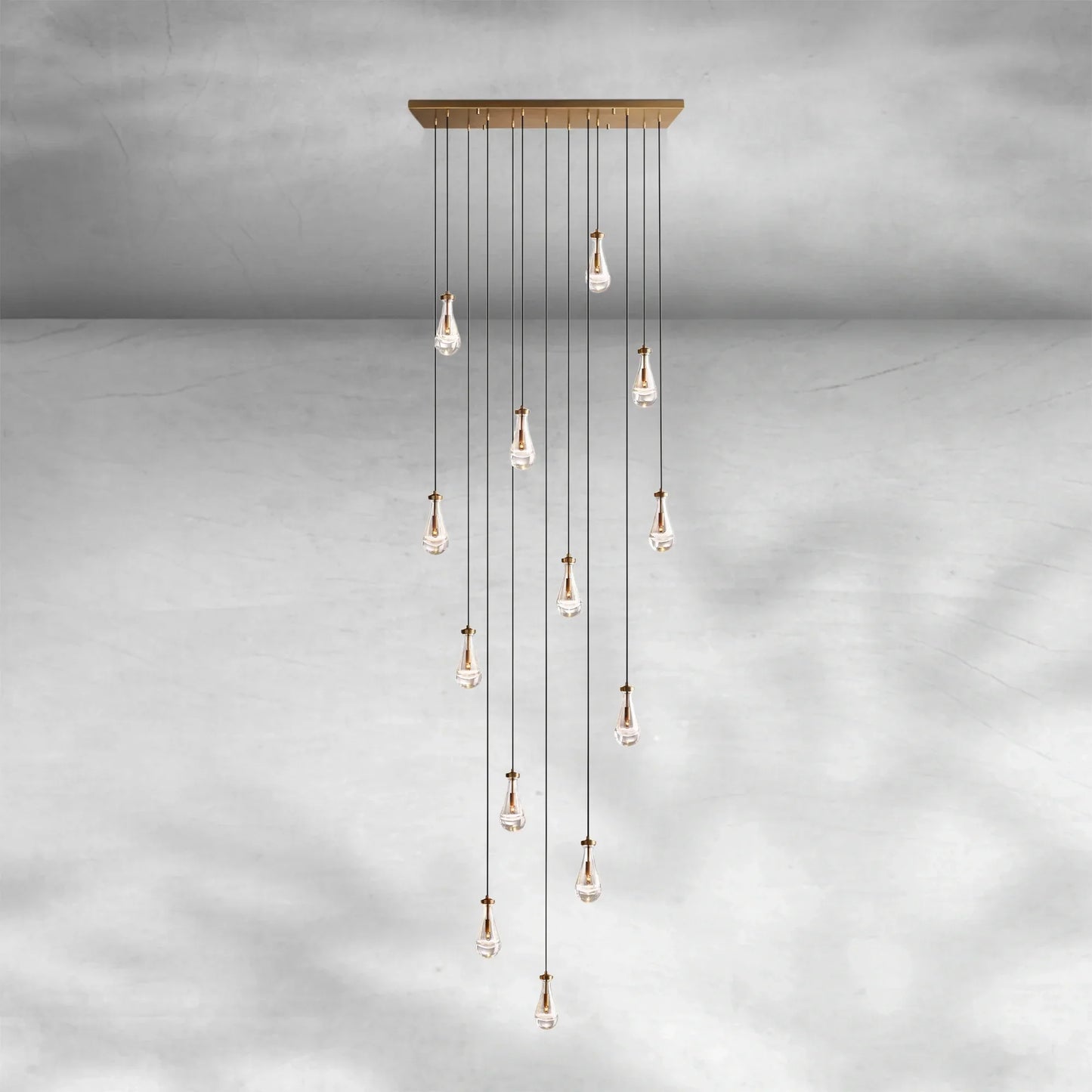 Soltaire Raindrop Glass Linear Chandelier 54"