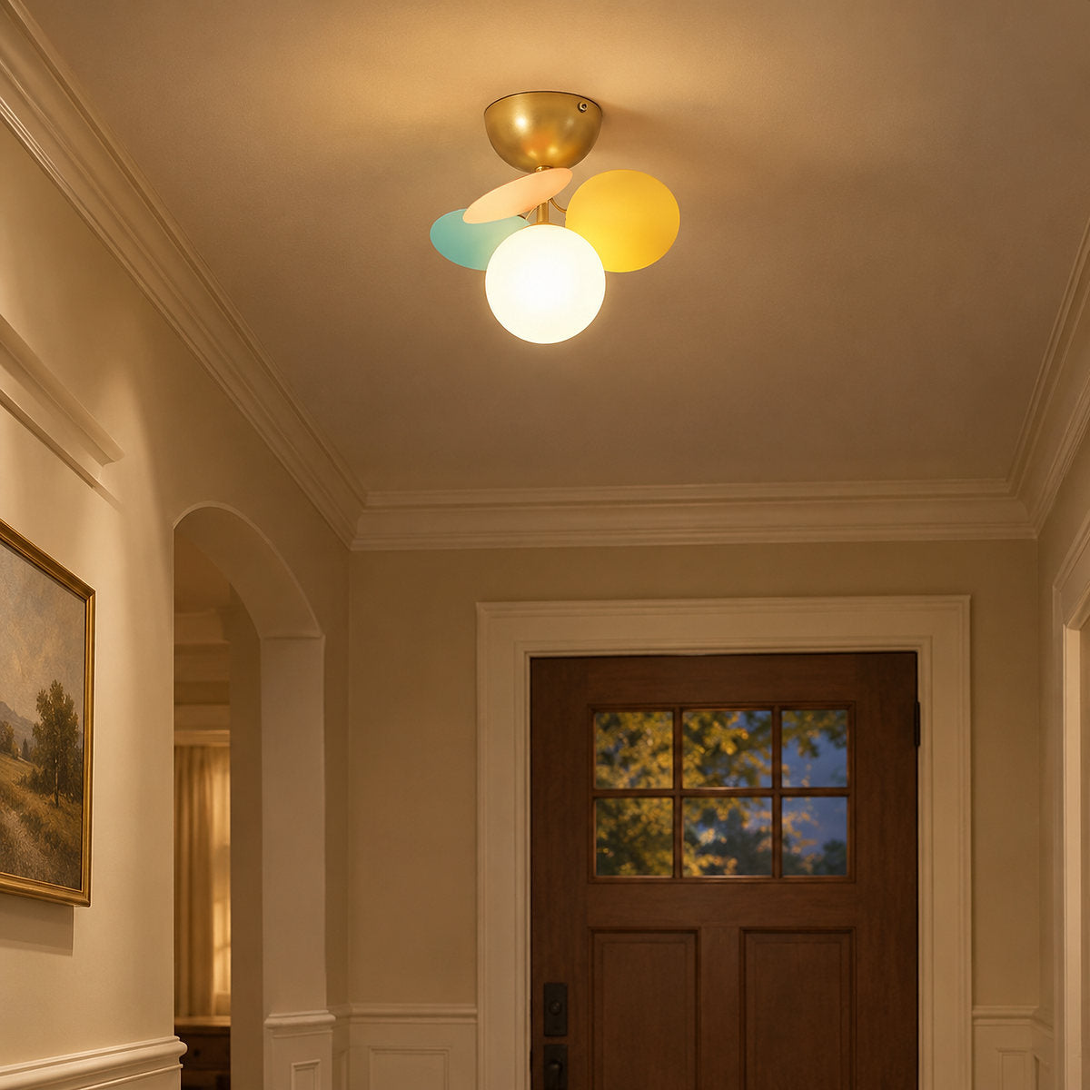 Round Macaron Ceiling Light, 20.5-Inch x H 12.5-Inch for Living Room