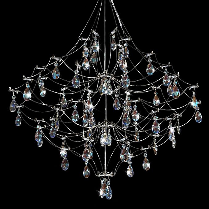 Modern Crystal Raindrop Chandelier - 31.5 Inch Silver