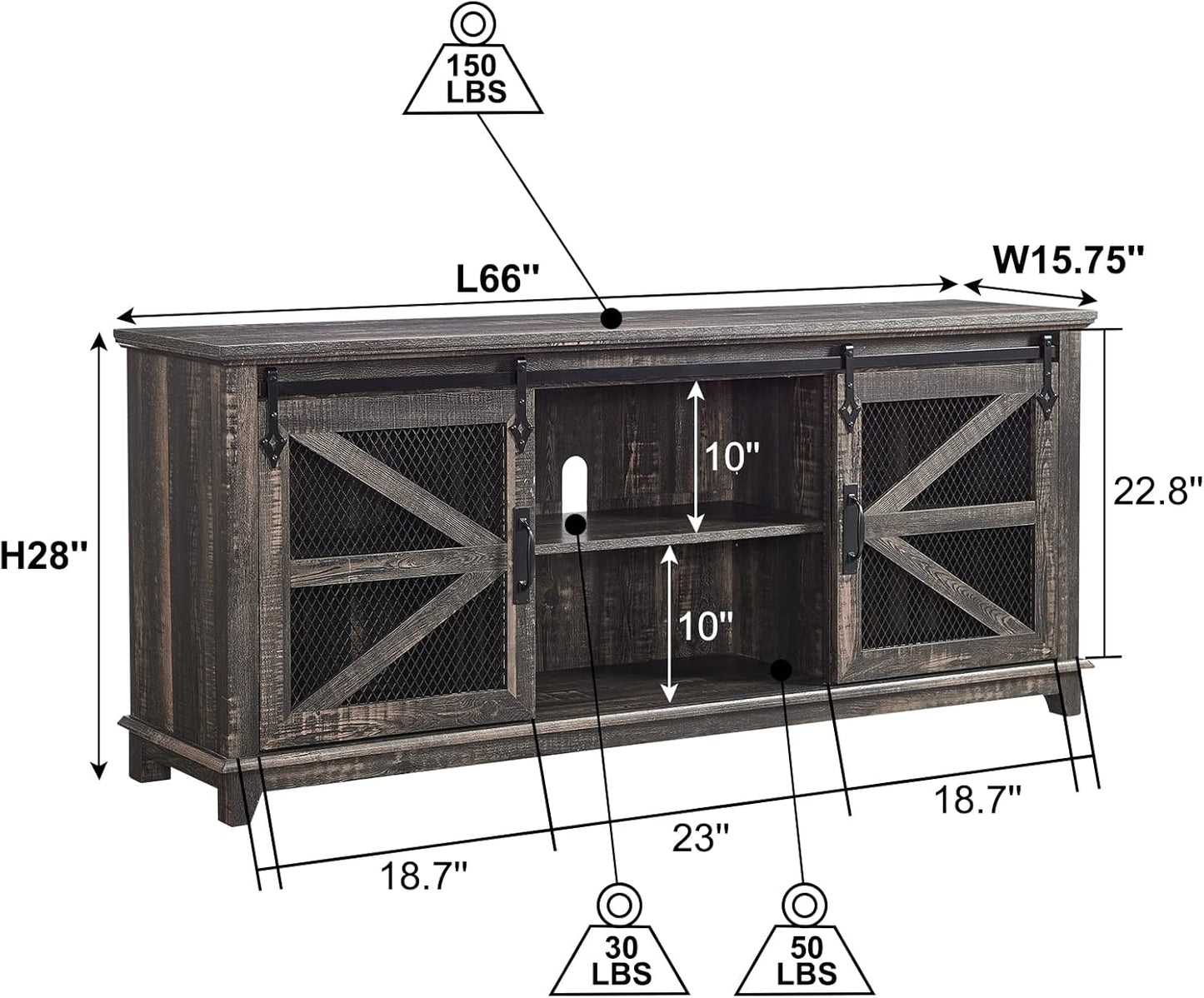 OKD Farmhouse TV Stand for 75 Inch TV, Rustic Oak