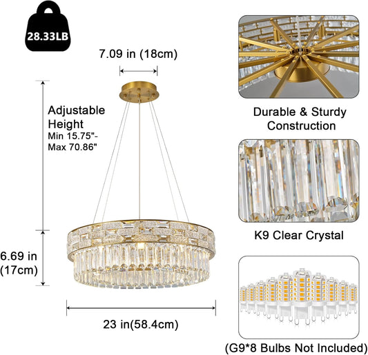 Round Ice Crystal Chandelier 23"