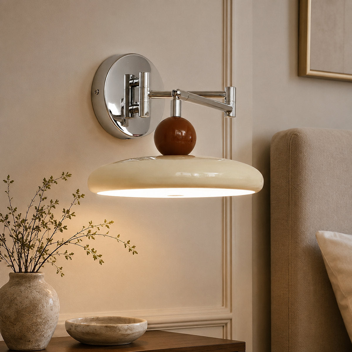 Lola Swing Arm Wall Lamp, 7.9-Inch x H 4.7-Inch, Green, Warm Light for Bedroom & Living Room