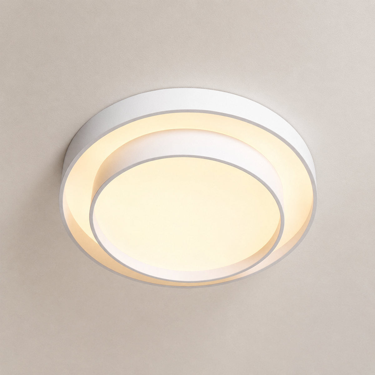 Melody Ceiling Light, 15.7-Inch x H 5.5-Inch, White, Warm Light for Living Room & Bedroom