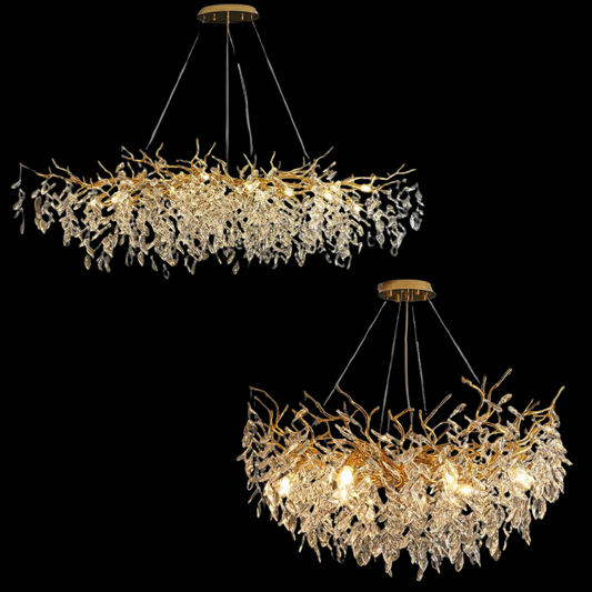 Albero Modern French-Style Branch Crystal Chandelier with Crystal Leaf