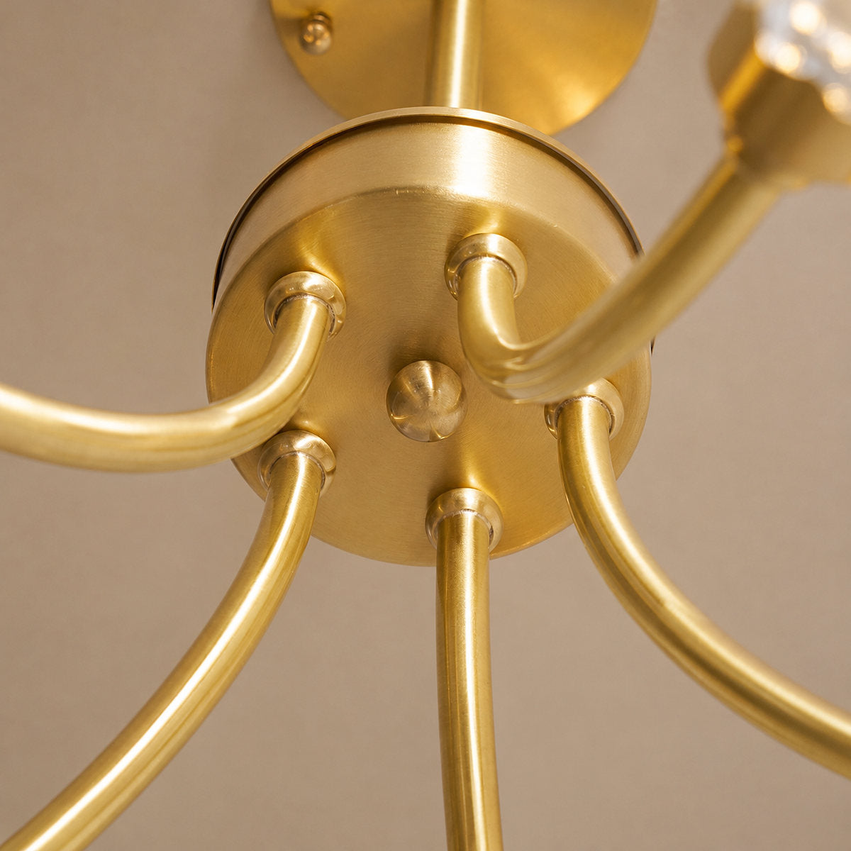 Sculptural Petal Glass Brass Chandelier