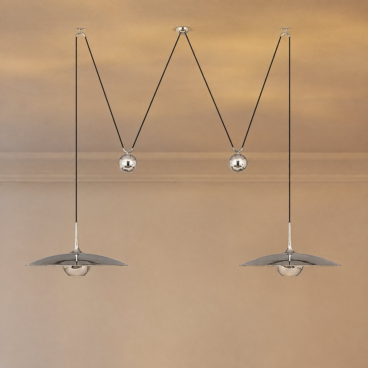 Adjustable Metal Counterweight Pendant Light for Dining Room & Living Room
