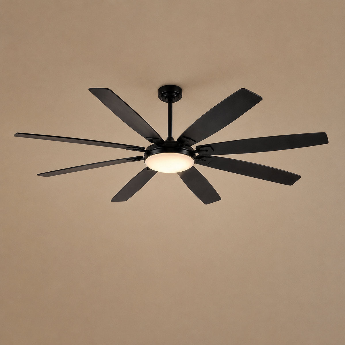 Eight-Blade LED Disc Ceiling Fan in Walnut