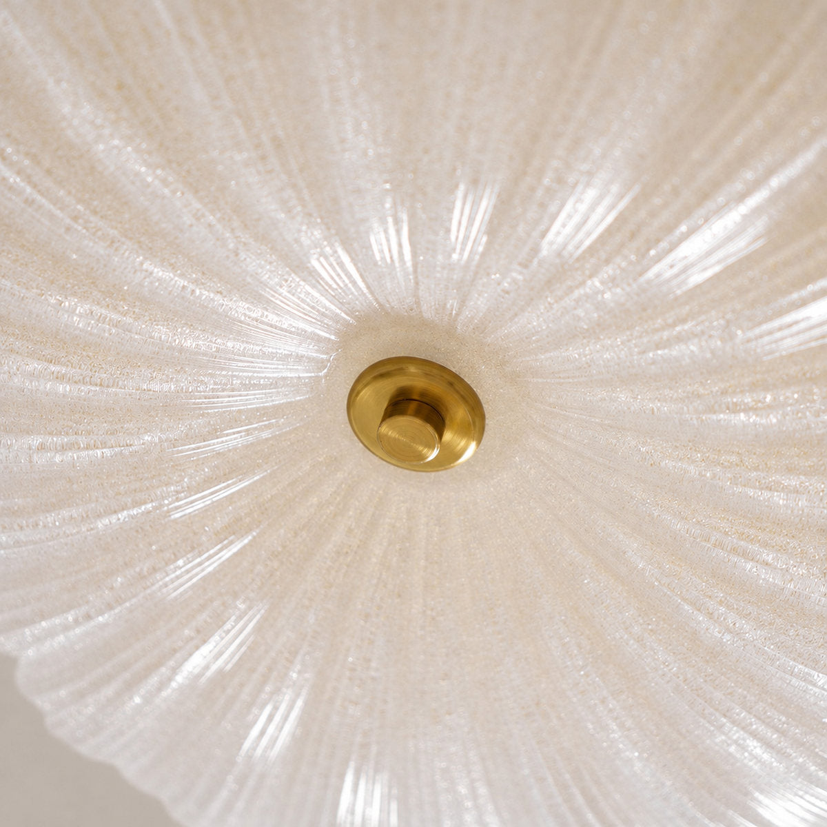 Ripple Glass Ceiling Light, 7.9-Inch x H 4.7-Inch, Gold & Frosted White, Warm Light for Living Room & Bedroom