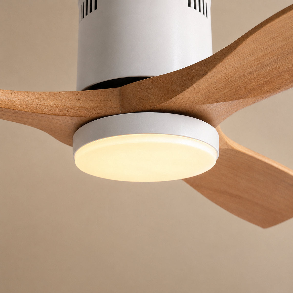 Low-Profile Flush Mount Ceiling Fan with LED Disc Light