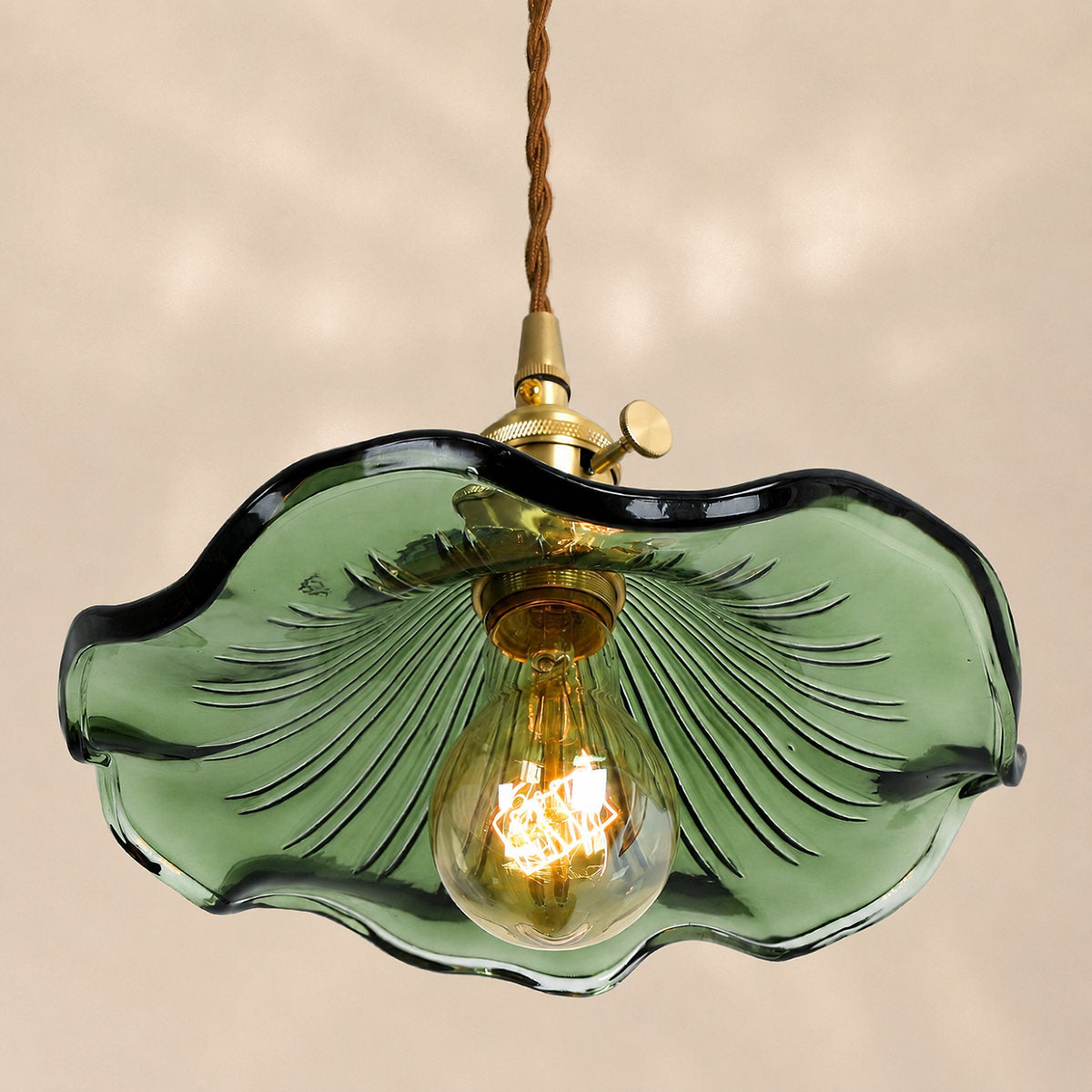 Artisanal Glass Hibiscus Flower Swag Pendant US Plug for Dining Room & Living Room