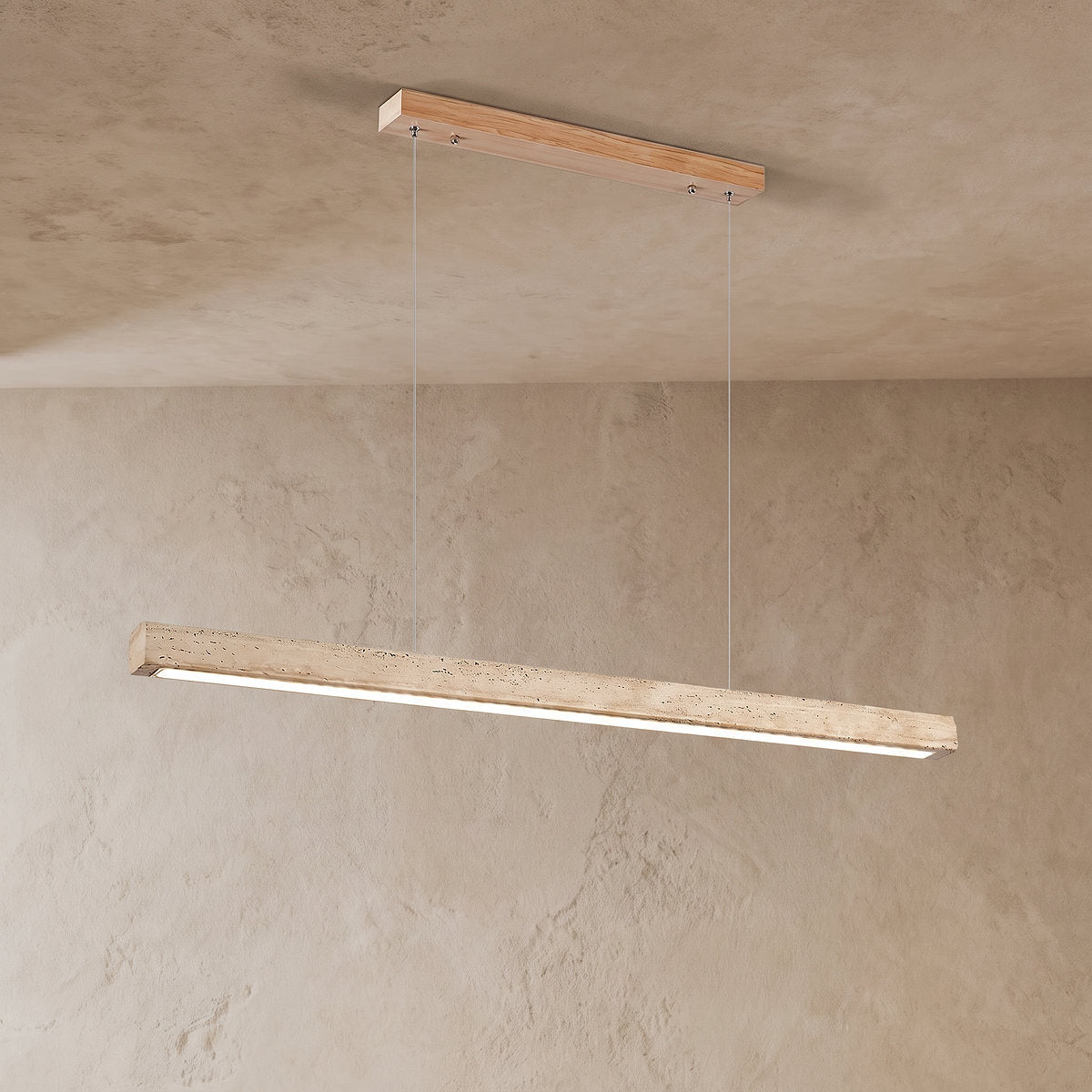 Minimalist Linear Travertine Stone Pendant Lamp