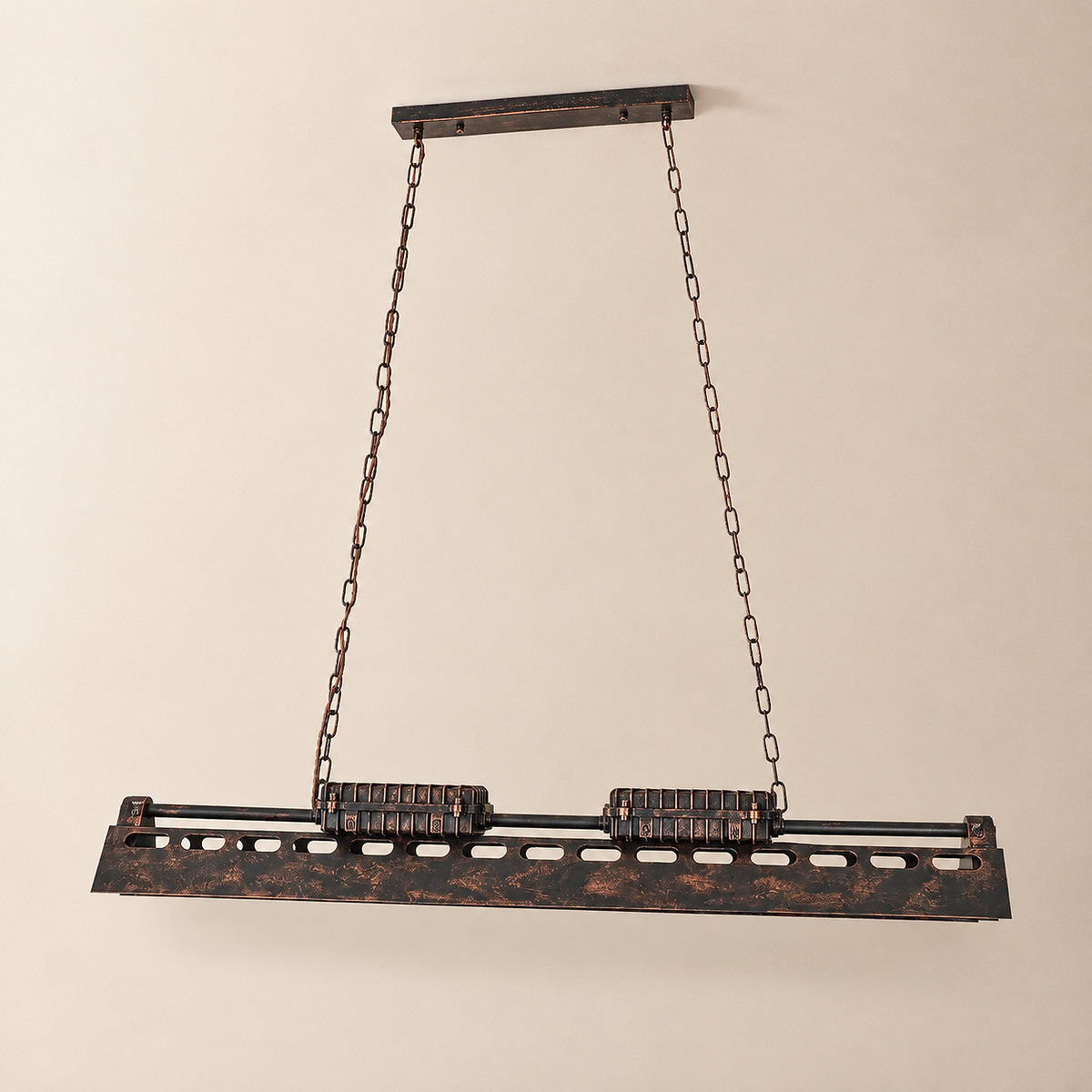 Rectangular Rust Iron Steampunk Chandelier