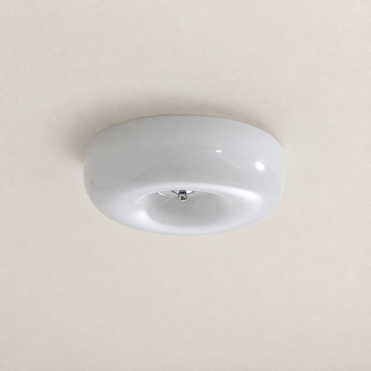 Glass-Shaded Ceiling Lamp with Chrome Finish
