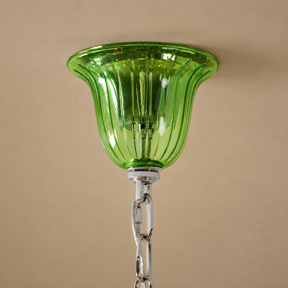 Liquid Green Hand-Blown Glass Chandelier