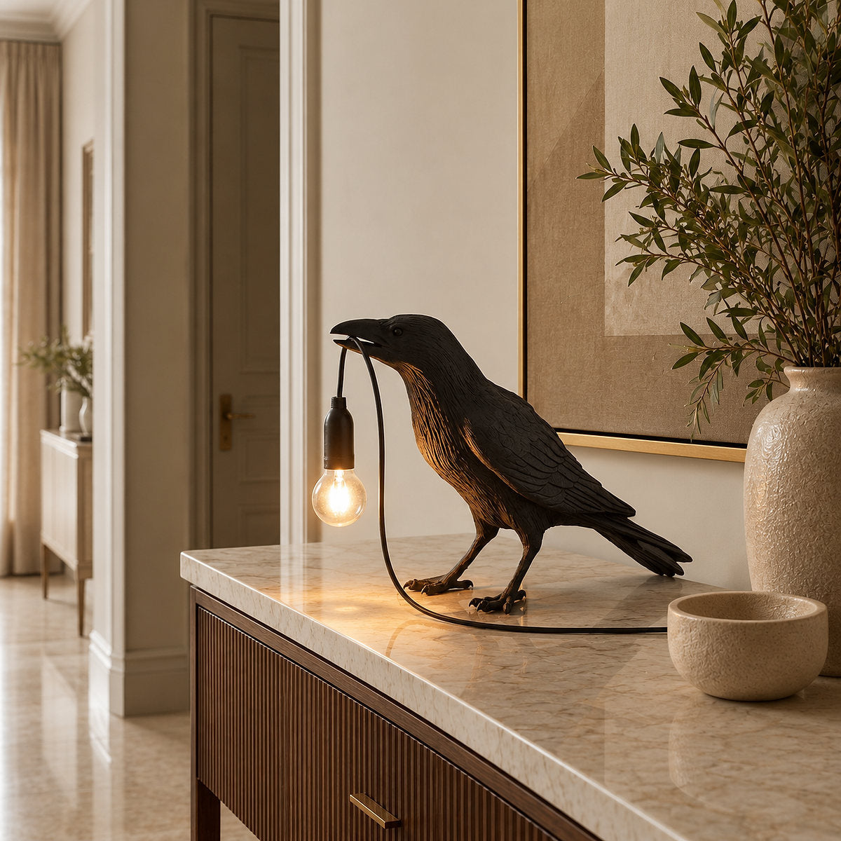 Sculptural Bird Accent Table Lamp