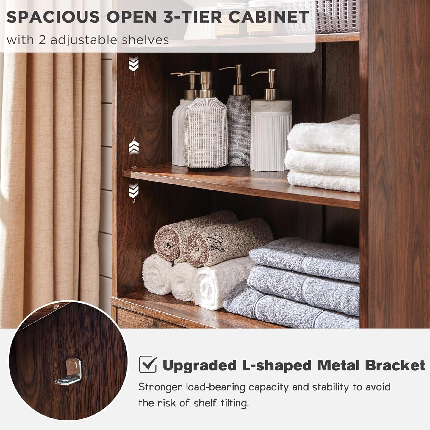 72" Tall Farmhouse Bathroom Storage Cabinet with Adjustable Shelves and Barn Door