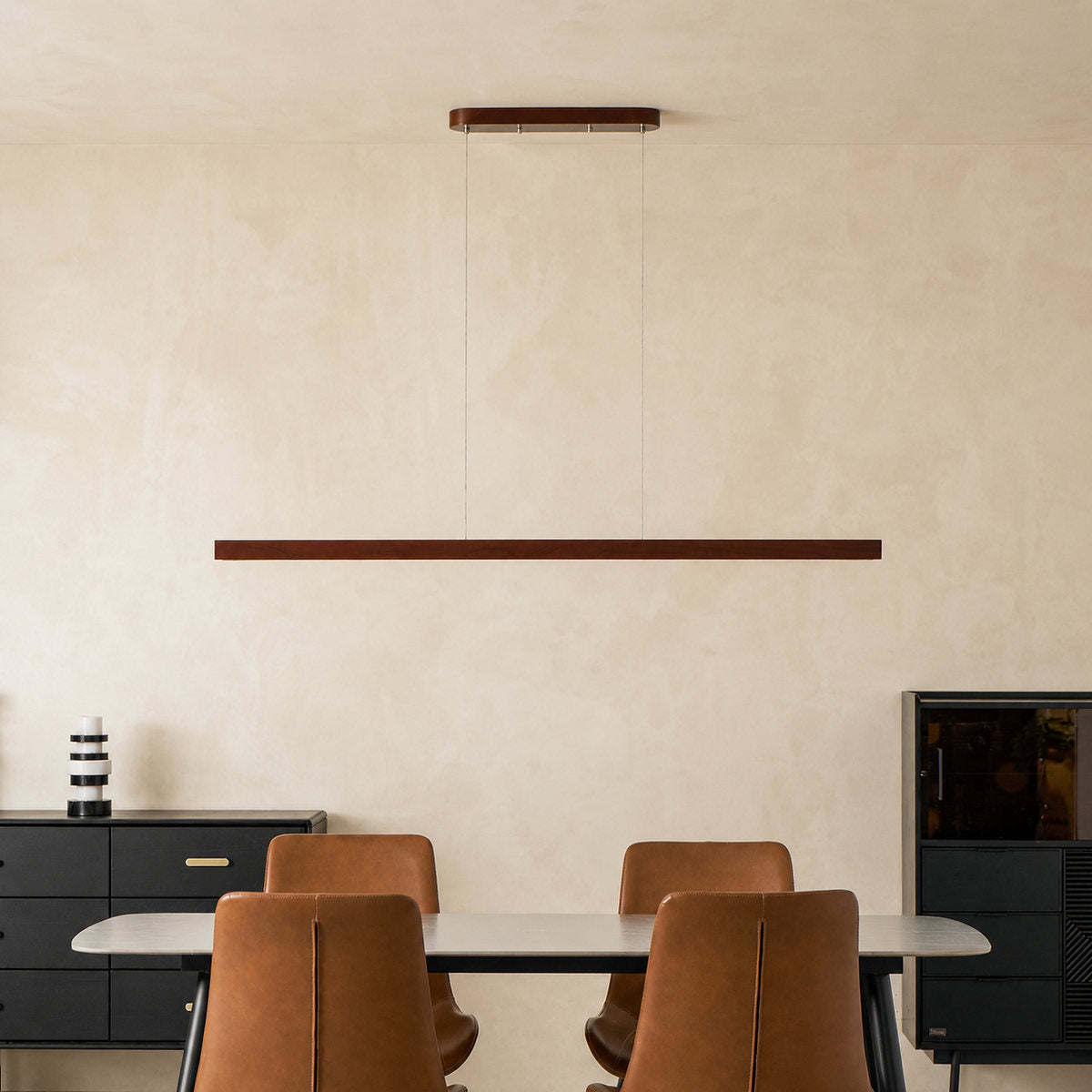 Minimalist Linear Wood Acrylic LED Pendant for Dining Room & Living Room