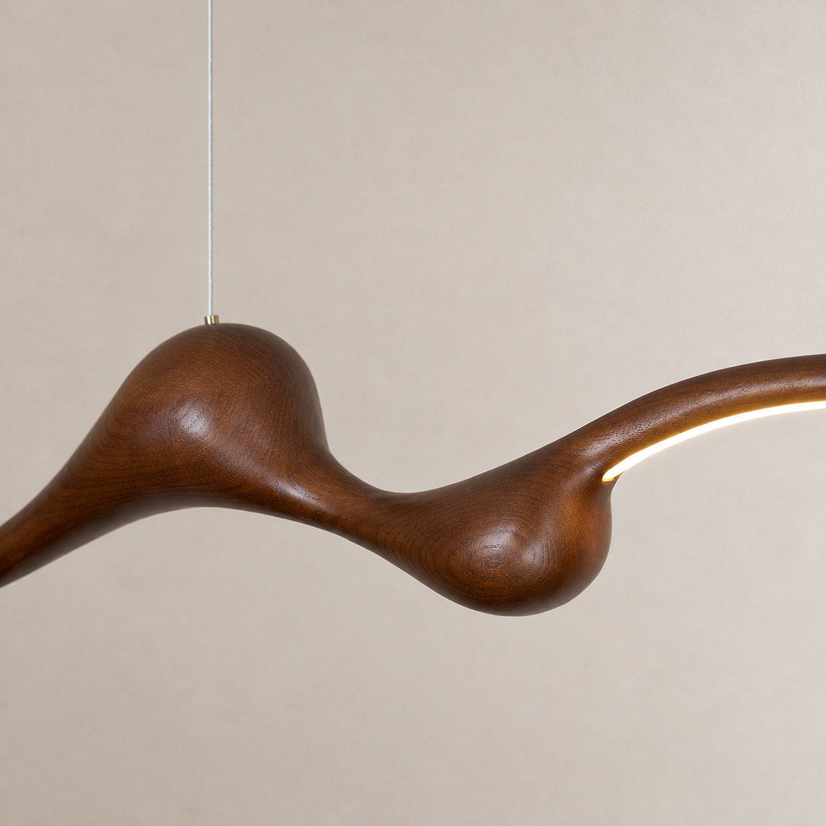 Sculpted Ash Wood Organic Branch Pendant Light
