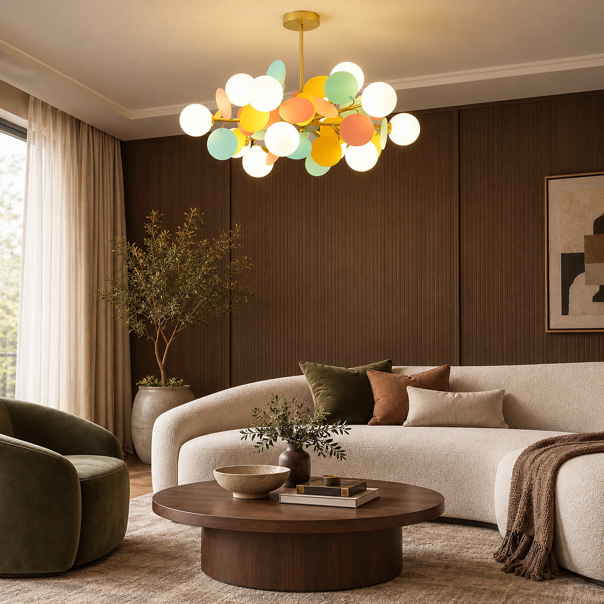 Tricolordeer Botanical Branching Glass Tree Chandelier
