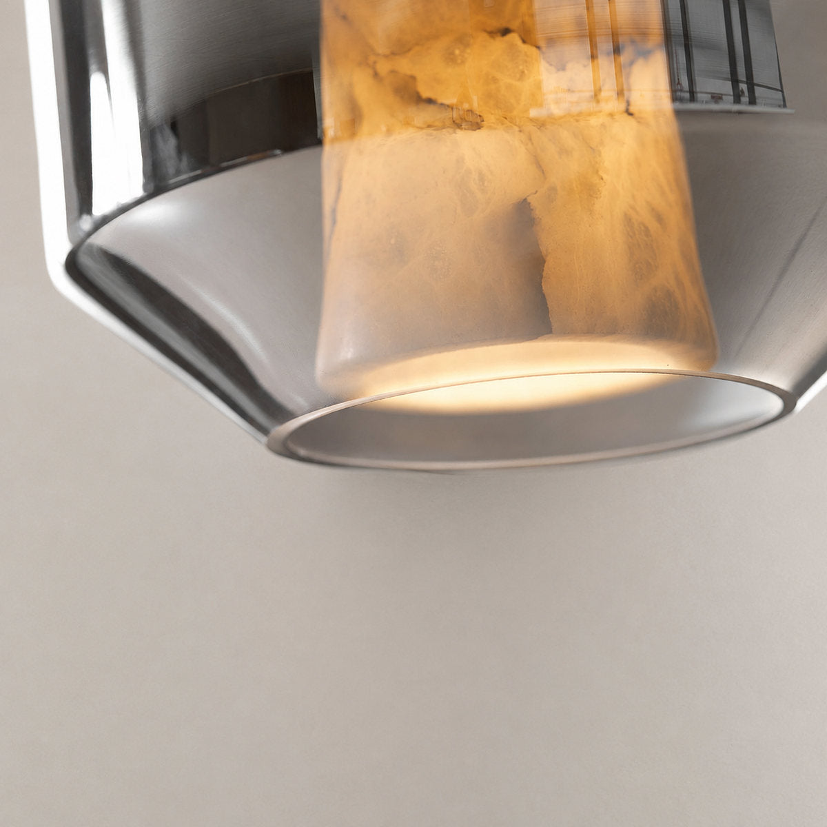 Cylinder Pendant Light in Alabaster and Glass