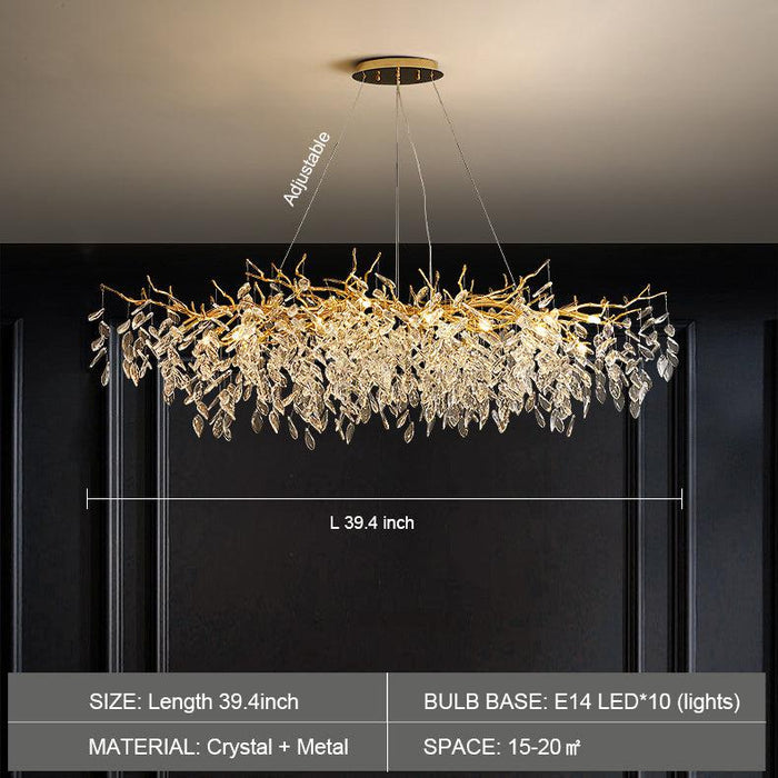 Albero Modern French-Style Branch Crystal Chandelier with Crystal Leaf