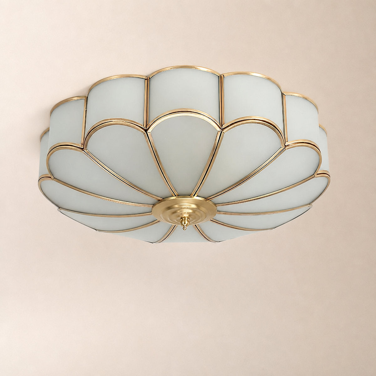 Flower Shape Glass Recessed Ceiling Light, 13.8~23.6-Inch x H 6.1`7.9-Inch, Brass & White for Living Room