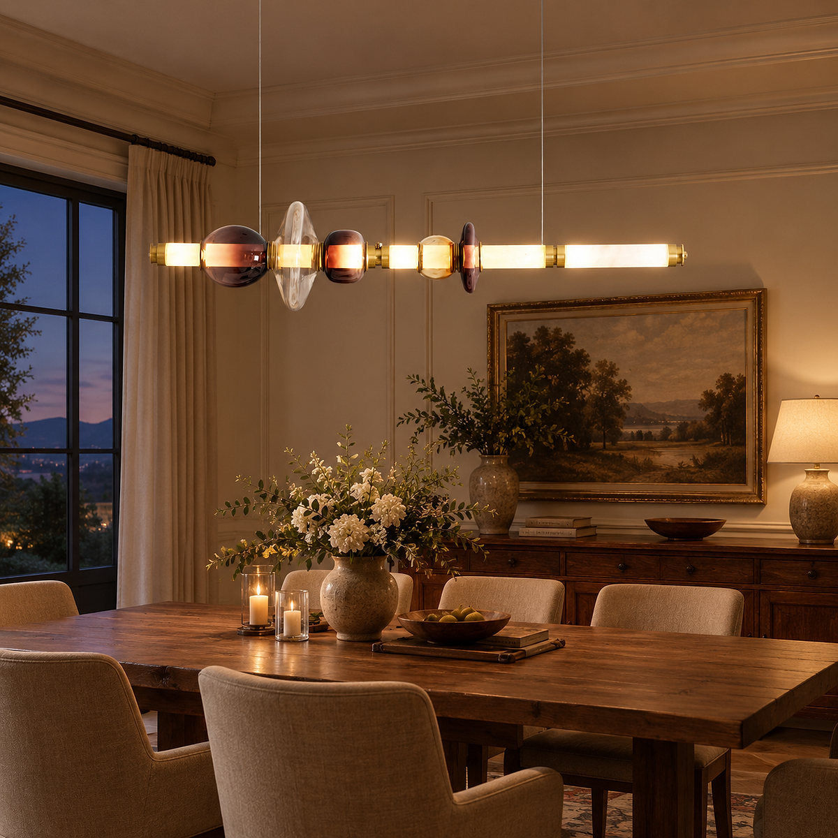 Linear Glass Bead Pendant Lamp