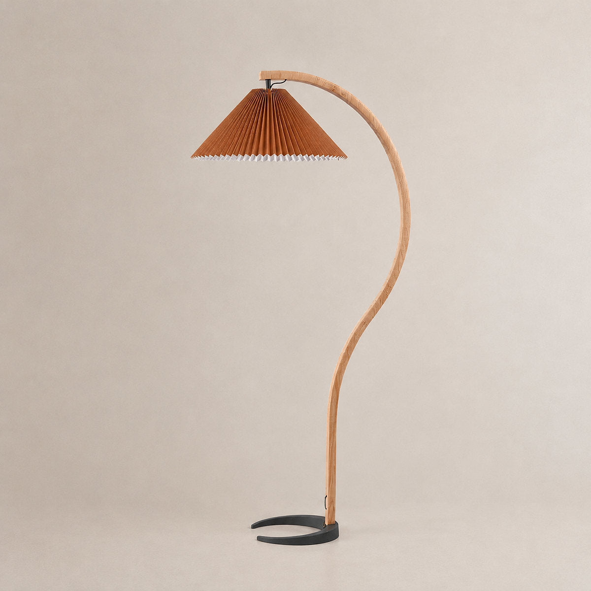 Tricolordeer Beech Wood and Linen Floor Lamp