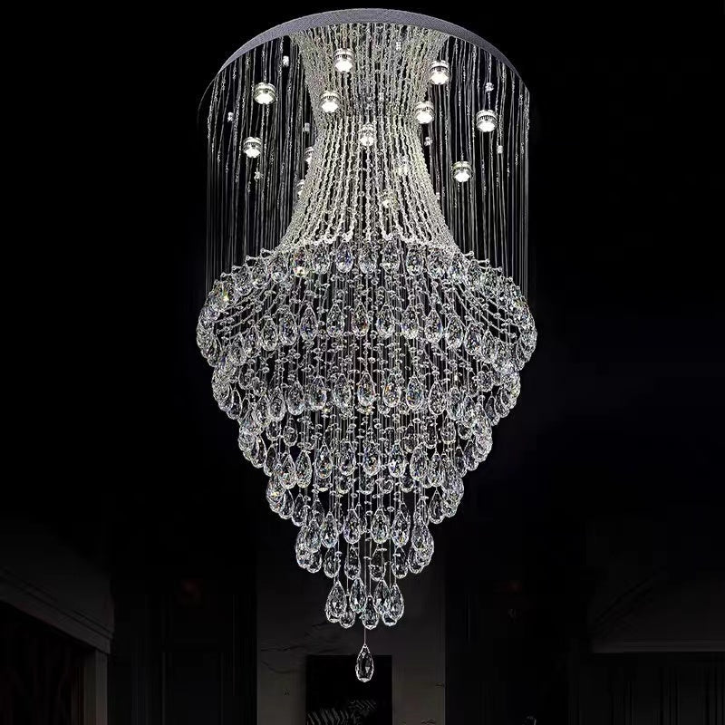 Soltaire Crystal Raindrop Tiers Floating Chandelier For Foyer/Entryway/Staircase