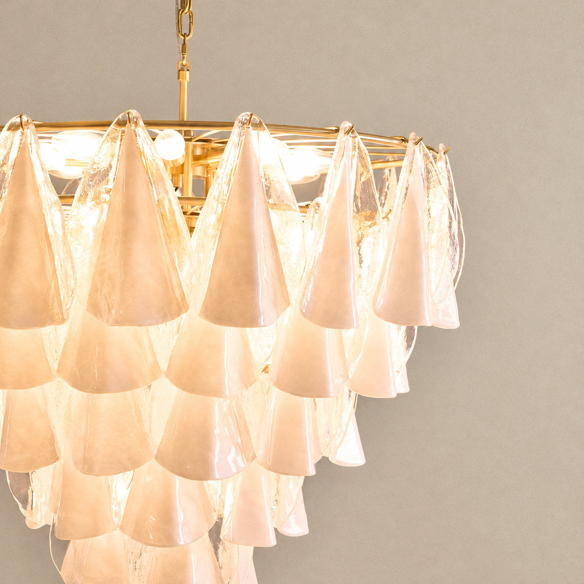 Tricolordeer Round White Glass Chandelier
