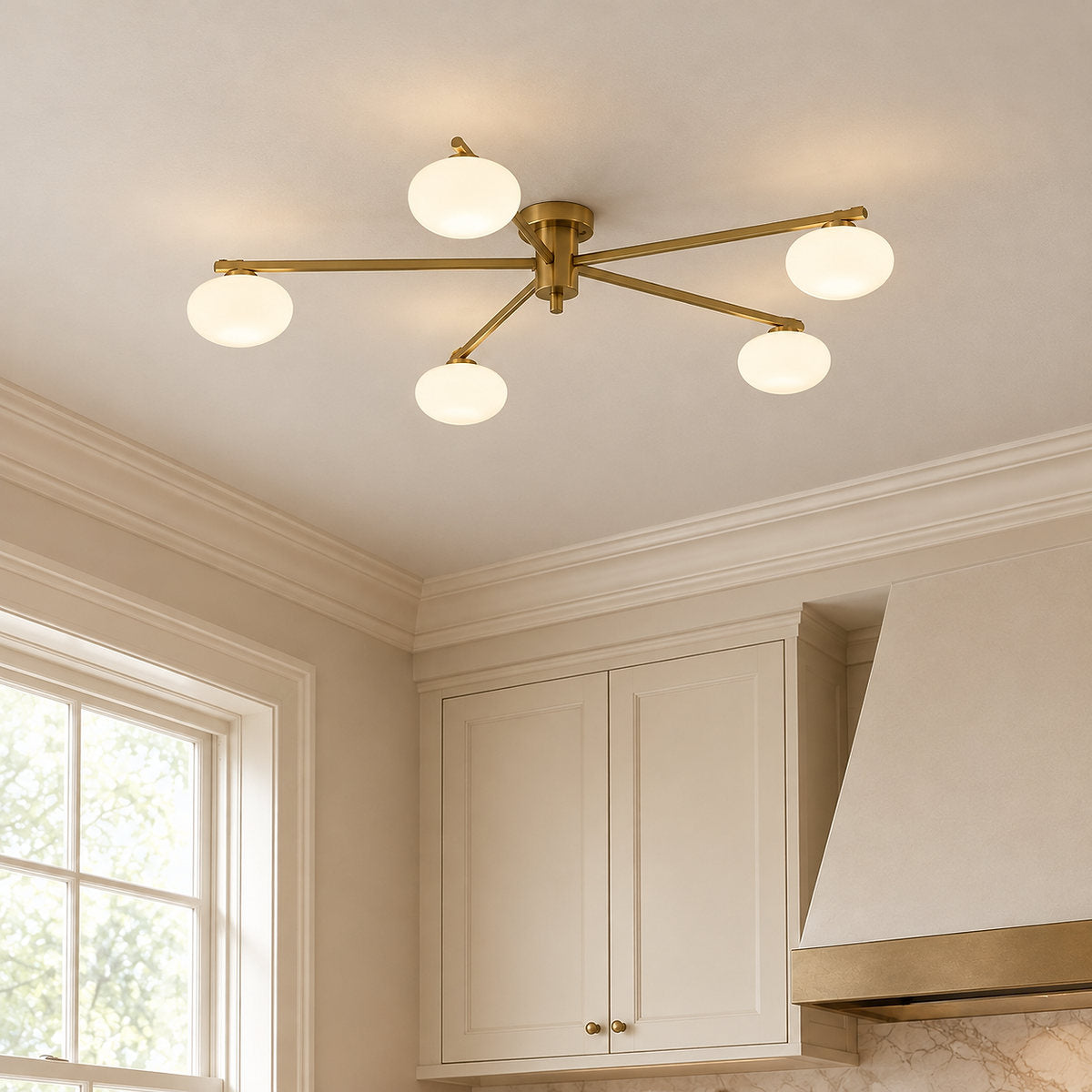 Low-Profile Multi-Arm Oval Glass Ceiling Lamp