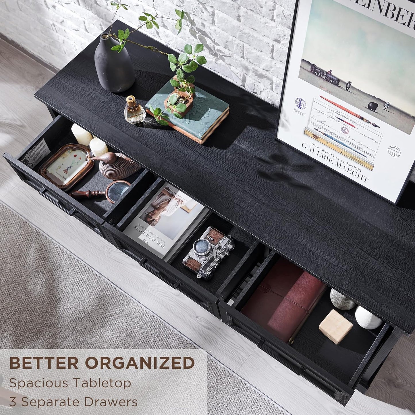 52" Wide Farmhouse 7-Drawer Dresser | Black Chest of Drawers