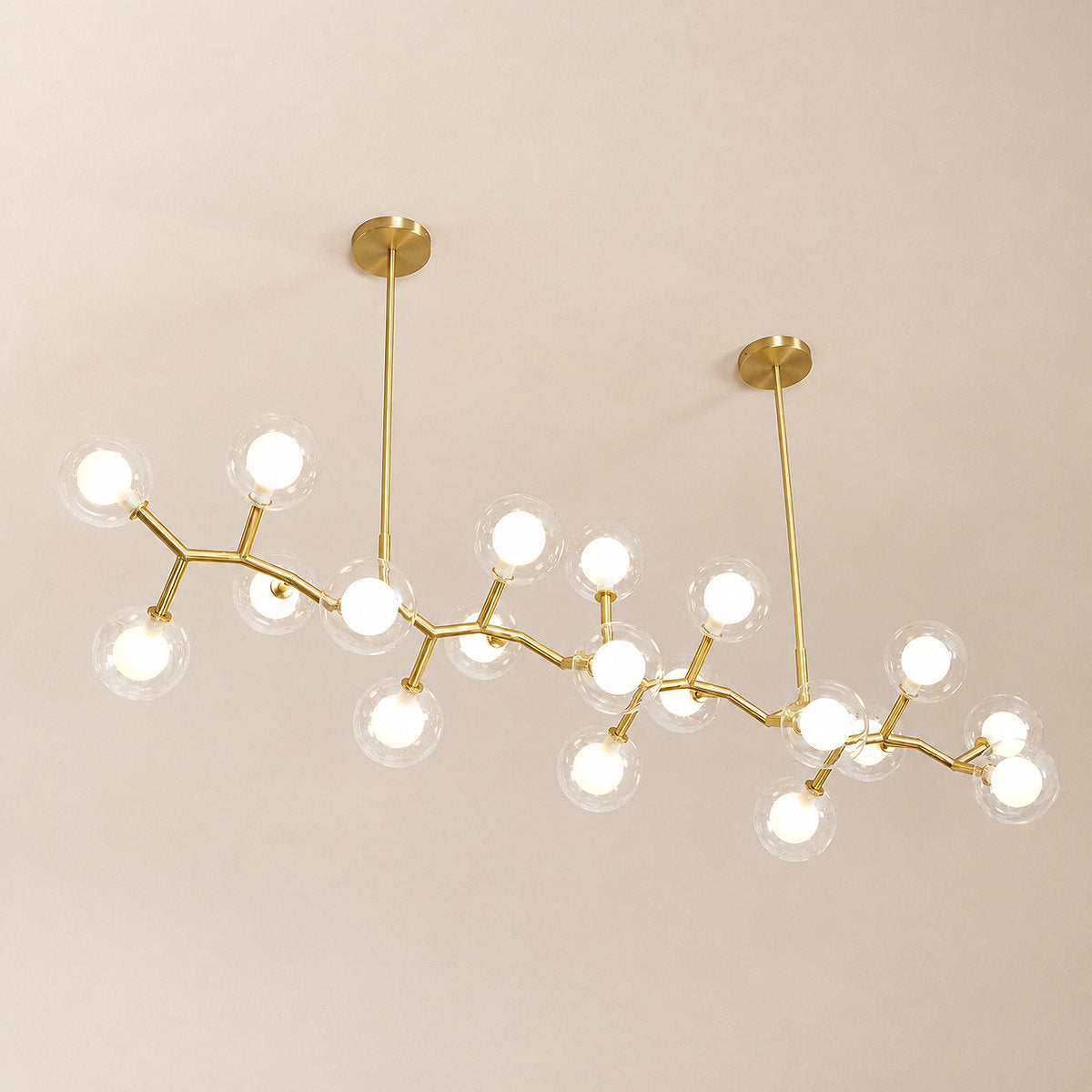 Golden Branch Glass Globe Chandelier
