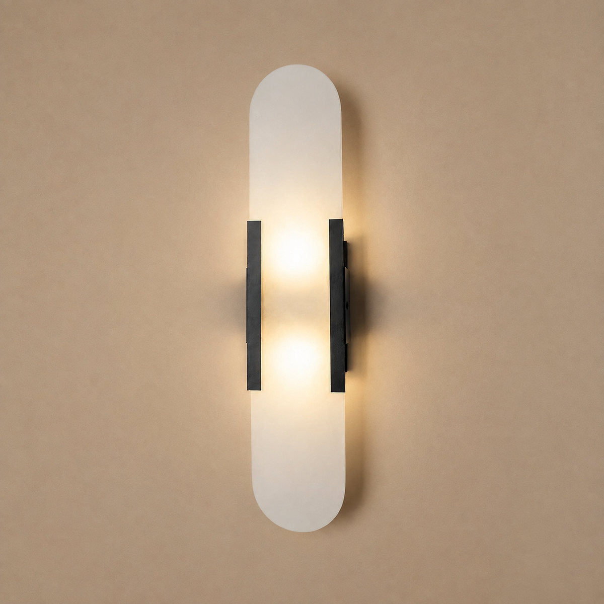 Oblong Alabaster Wall Lamp, 3.9-Inch x H 13.8~19.7-Inch, Black for Living Room & Dining Room
